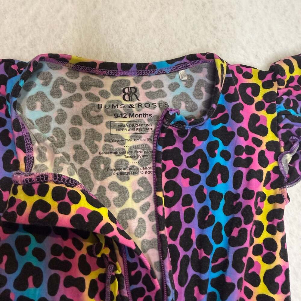 Bums & Roses Neon Leopard Ruffle Zippy Bamboo Romper - Picture 3 of 3